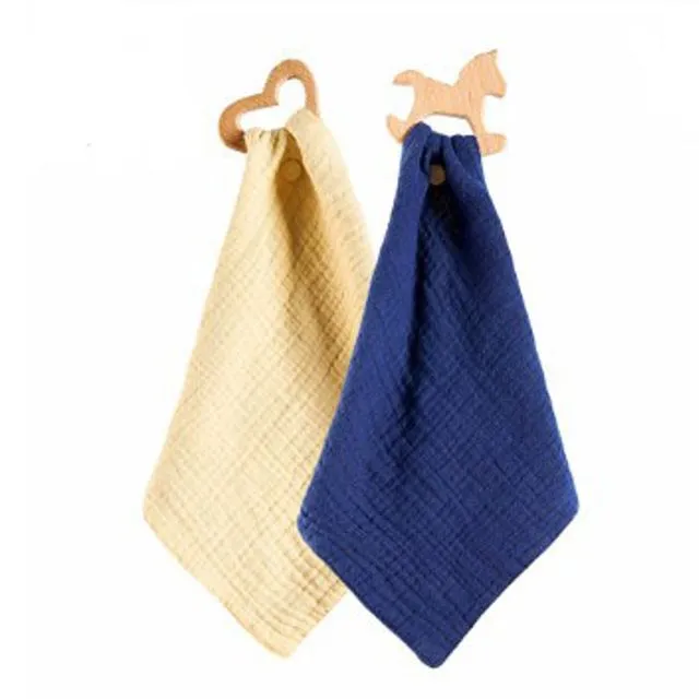 Baby Teething Comforter – Set of 2 - Navy and Yellow