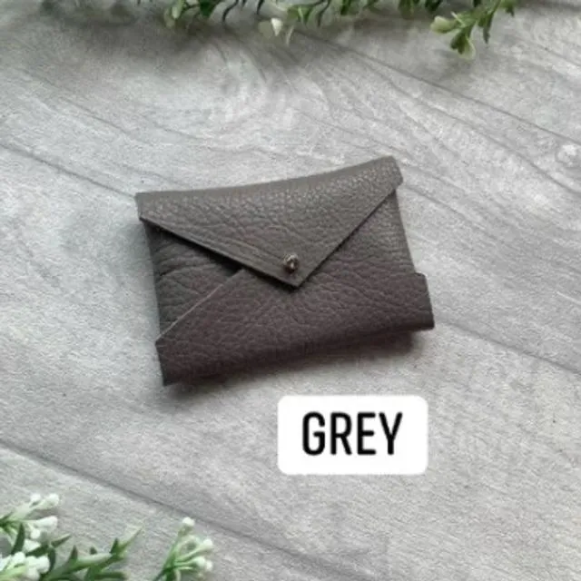 Leather Card Holder - Grey