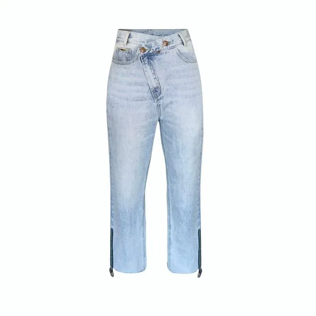 Denise Asymmetric Jeans with Side Zipper