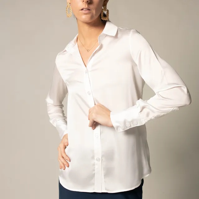 Elegance Silk Shirt in White
