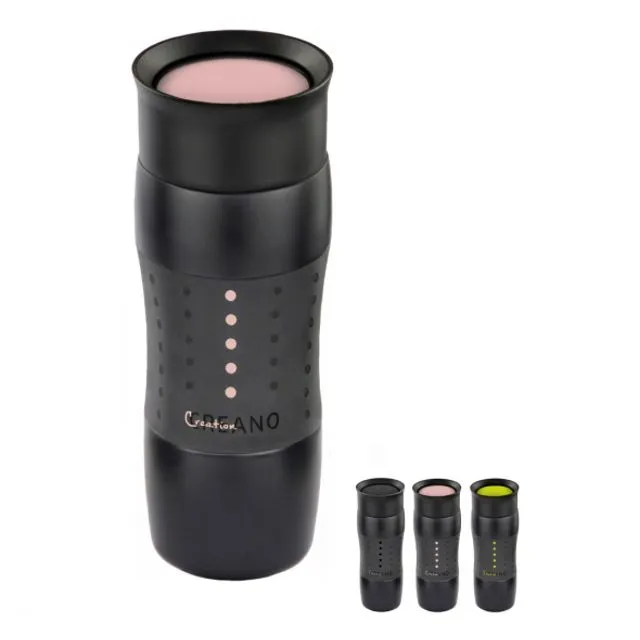Creano Design Travel Mug 420ml, coffee to go mug, thermal mug, insulating mug, keeps 5h hot/ 8h cold, 100% leak-proof & leak-proof, 360° drinking opening (Pink)
