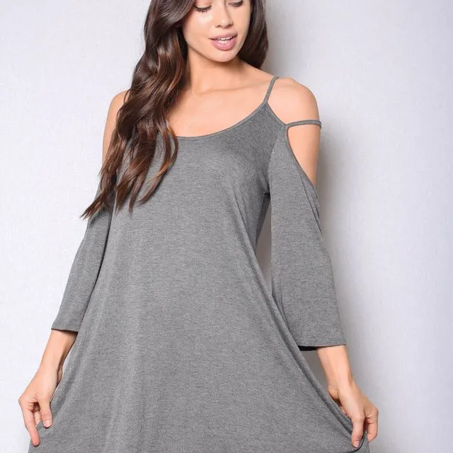 Women's Cold Shoulder 3/4th Sleeves Dress