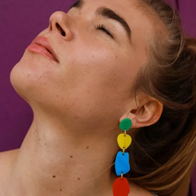 RGB Statement geometric colourful earrings