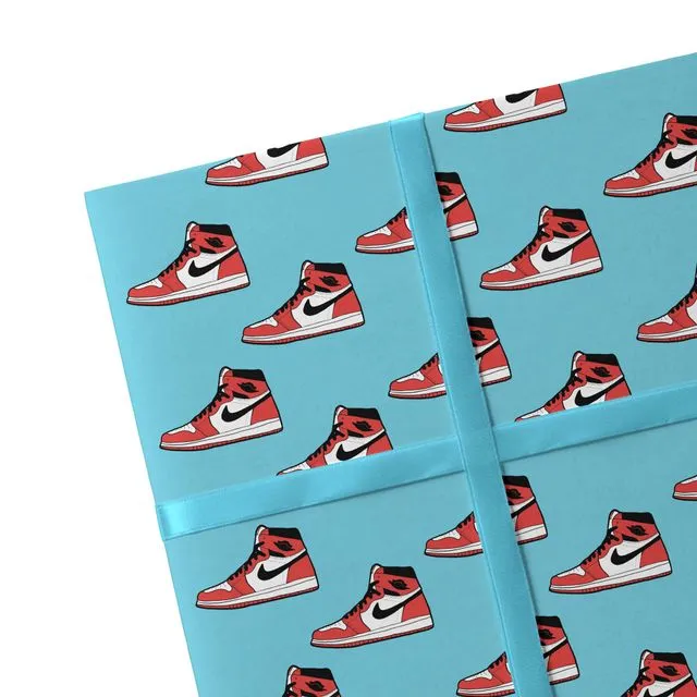 2 Sheets Sneakers Red Wrapping Paper Sustainable