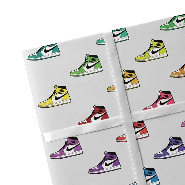 2 Sheets Sneakers Wrapping Paper White Sustainable