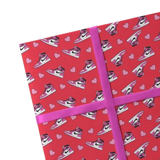 2 Sheets Sneakers & Hearts Valentine's Day Wrapping Paper