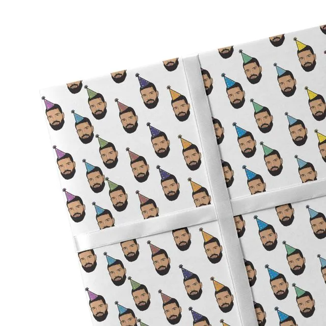 2 Sheets Drake Birthday Wrapping Paper