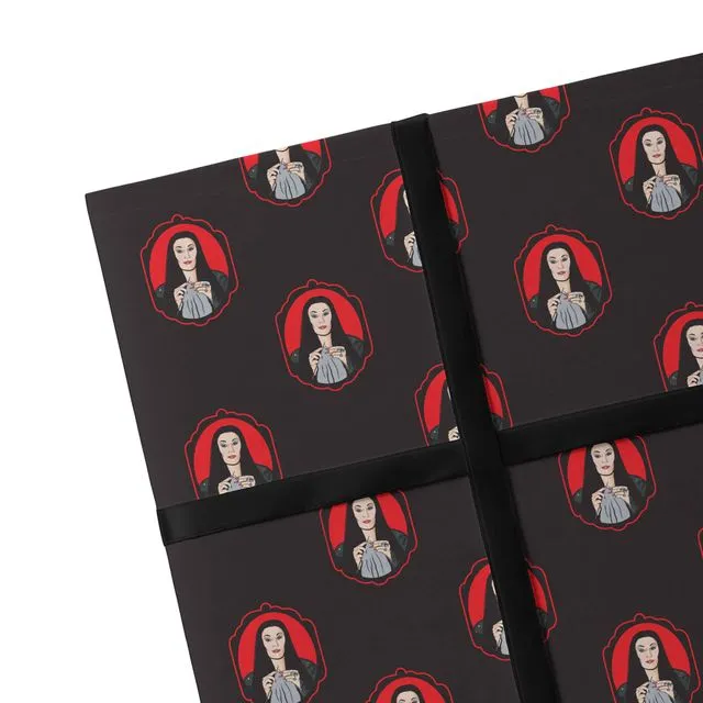 2 Sheets Morticia Halloween Wrapping Paper
