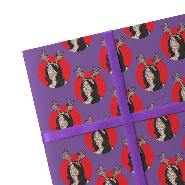 2 Sheets Olivia Christmas Wrapping Paper Sustainable