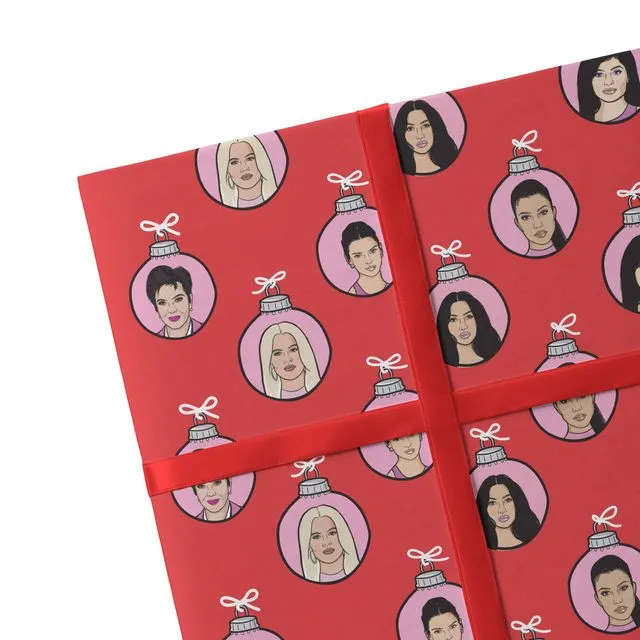 2 Sheets Kardashian Christmas Sustainable Wrapping Paper