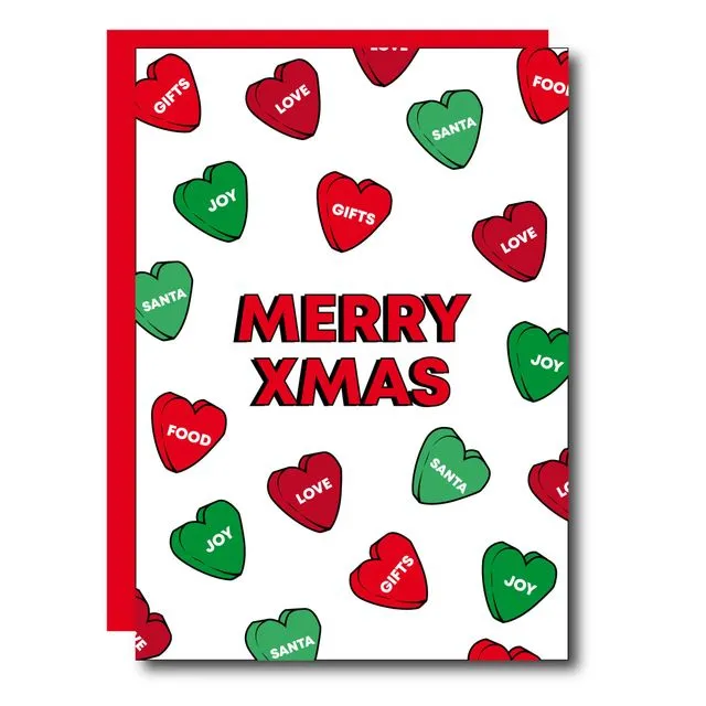 Merry Xmas Hearts Card