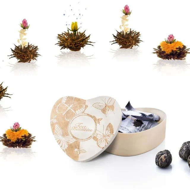 Creano Tea Flowers Heart Wooden Box AbloomTee “Black Tea”