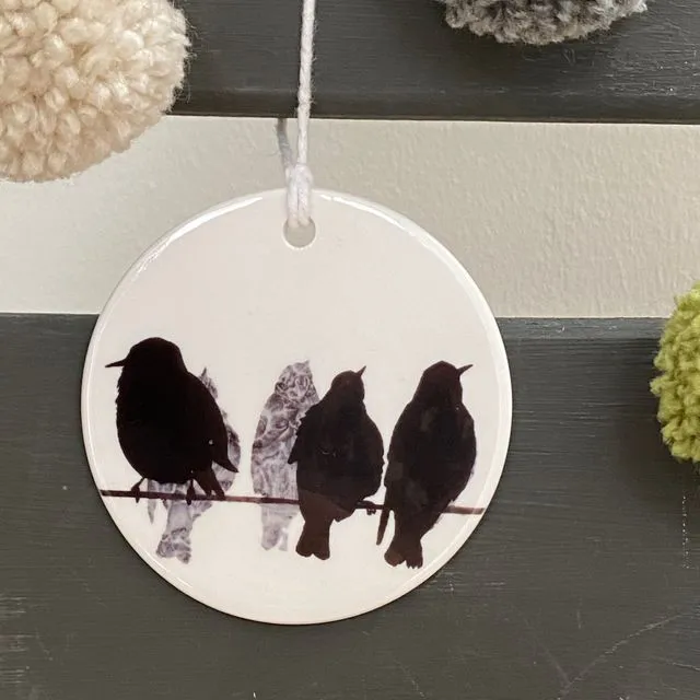 DECORATION: starlings on a wire
