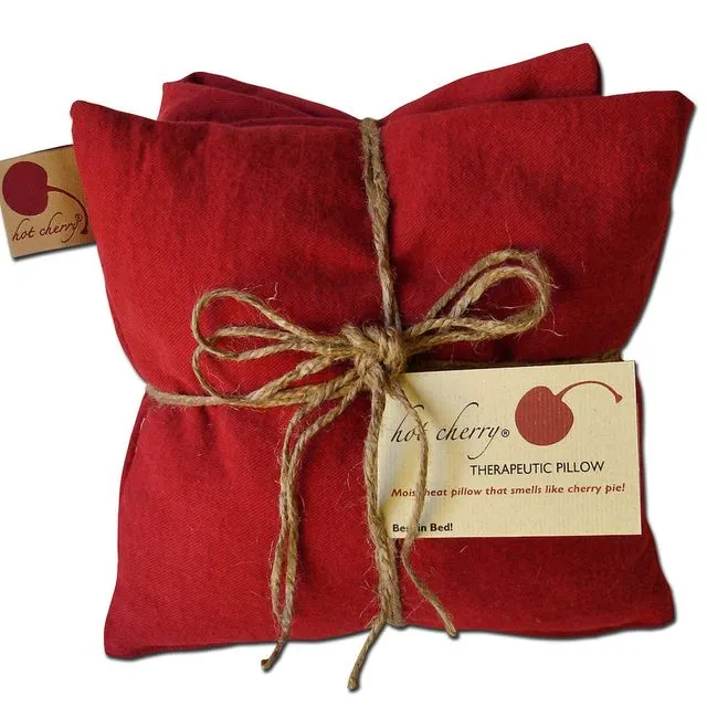 Hot Cherry Triple Square Pillow in Red Denim