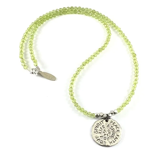 Love Necklace - 3mm Silver (Faceted Peridot)
