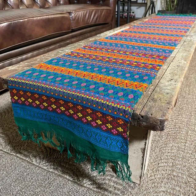 Beautiful Guatemala Mayan textile long table runners (Teals)