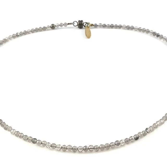 Semi-Precious Beaded Collar Necklace - 3mm (Faceted Labradorite)