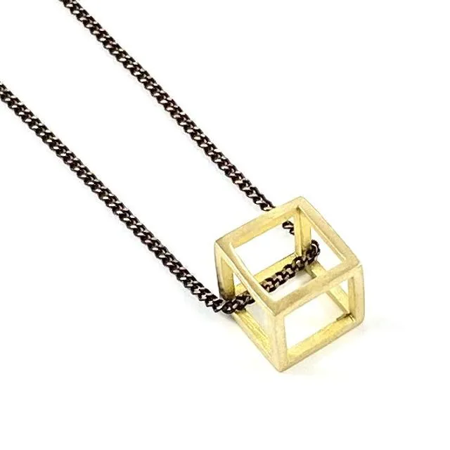 Short Geometric Necklace (Open Cube)