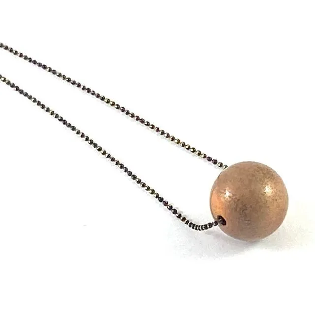Long Geometric Necklace - Metal Pendant (Vintage Ball)