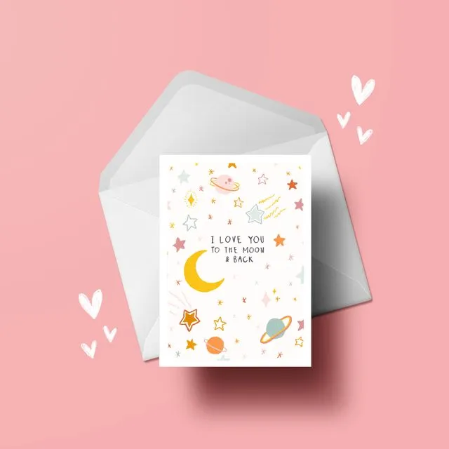 I love you to the moon and back Card - Valentines, Love,Anniverary