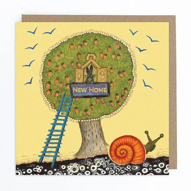 New Home Bunny in Oak Tree Greeting Card