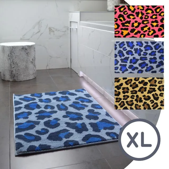 Large Leopard Print Non-Slip Bath Mat - Colourful & Striking 60 x 90cm