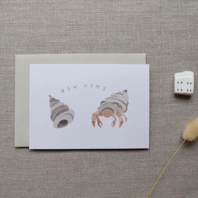 ‘New Home!’ Hermit Crab Recycled A6 Greeting Card