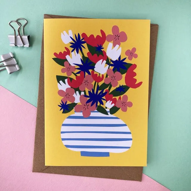 Funky flower card, A6 Eco-friendly, blank inside