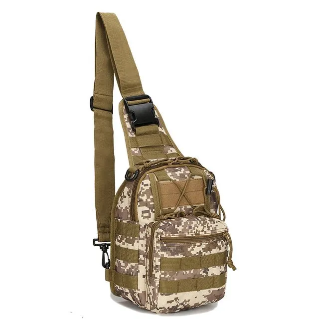 Tactical Military Sling Backpack Shoulder Bag Molle Outdoor Daypack Backpack with Adjustable Strap Desert ACU