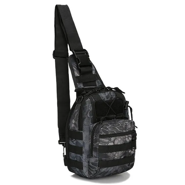 Tactical Military Sling Backpack Shoulder Bag Molle Outdoor Daypack Backpack with Adjustable Strap Black Python