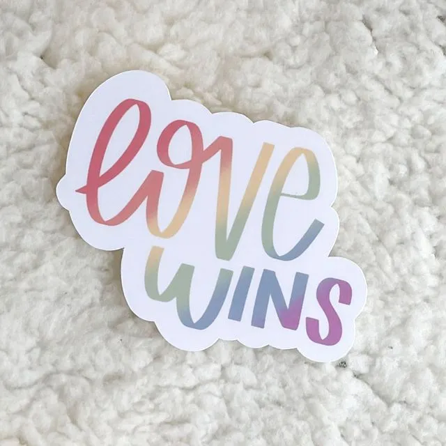 love wins sticker | pride sticker | lgbtq+ sticker | pride month | rainbow sticker | equality sticker | inclusivity | lgbt ally | gift
