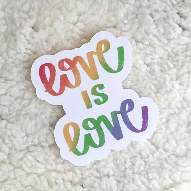 love is love sticker | pride sticker | lgbtq+ sticker | pride month | rainbow sticker | equality sticker | inclusivity | lgbt ally | gift
