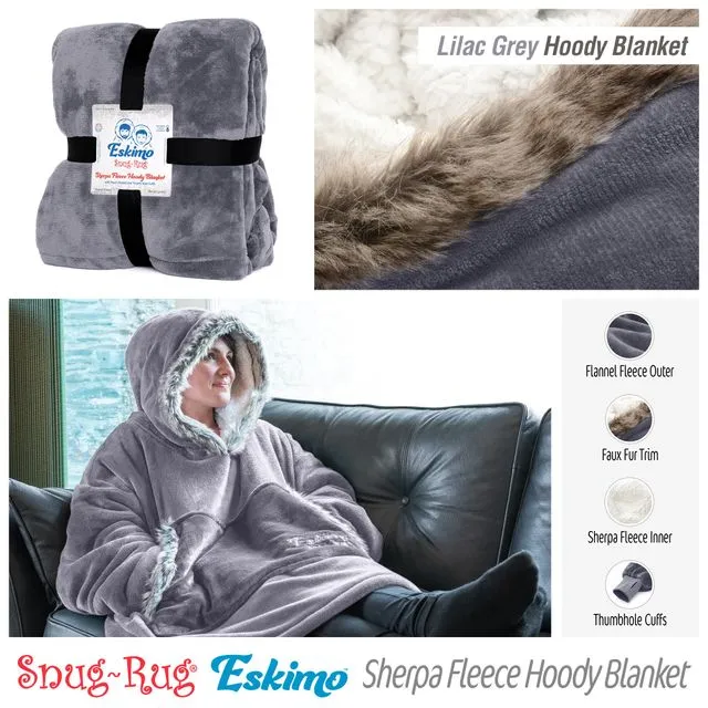 Snug Rug Eskimo Oversized Sofa Hoodie Blanket - (Lilac Grey)