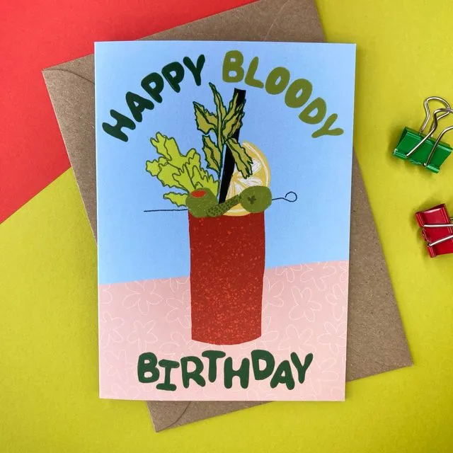 Happy Bloody Birthday card, A6 Eco-friendly, blank inside
