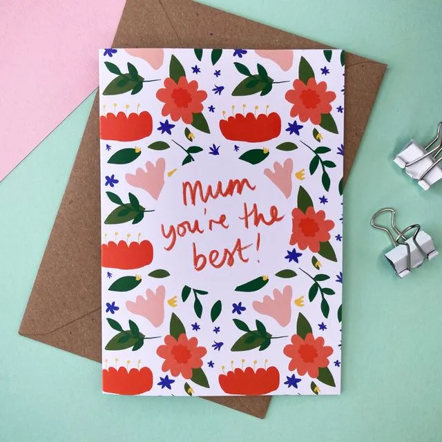 Mum You're The Best Card, A6 Eco-friendly, blank inside