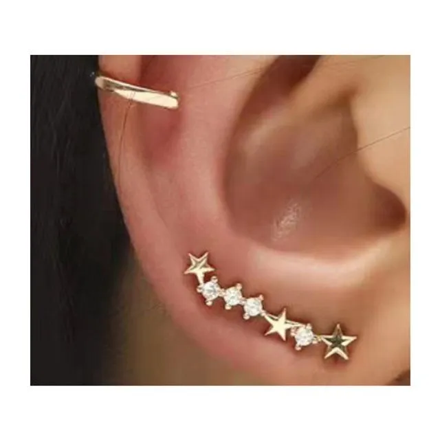 Crystal Star Ear Cuff Pack Size 3