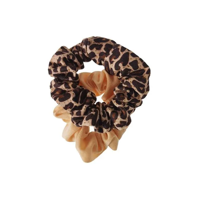2 on a card Leopard and Plain Scrunchie Pack Size 12
