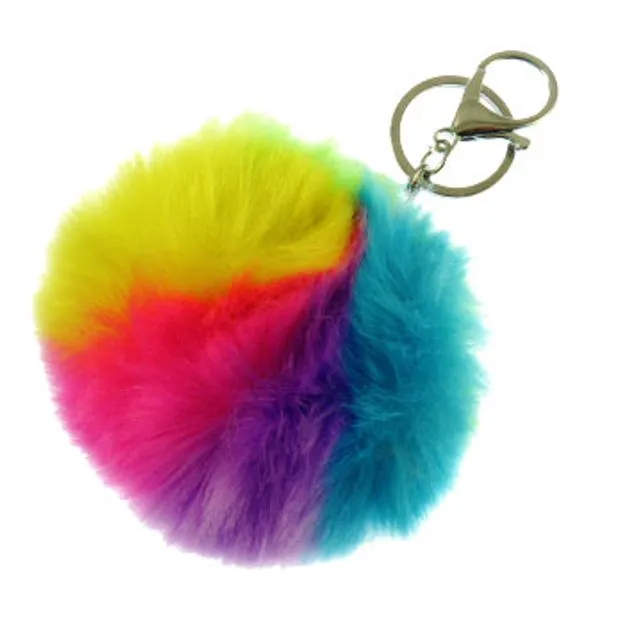 Rainbow Pom Pom Bag Charm One Colour As Pictured, Pack Size 12
