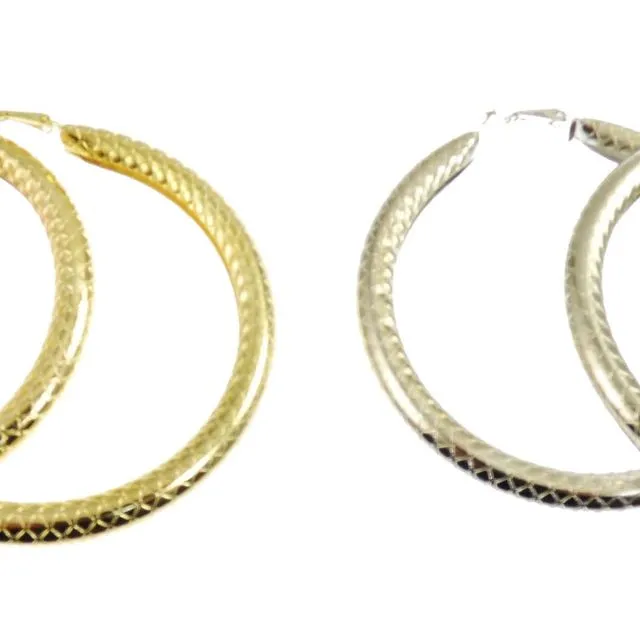 8cm Chunky Hoop Earrings Gold, Pack Size 12