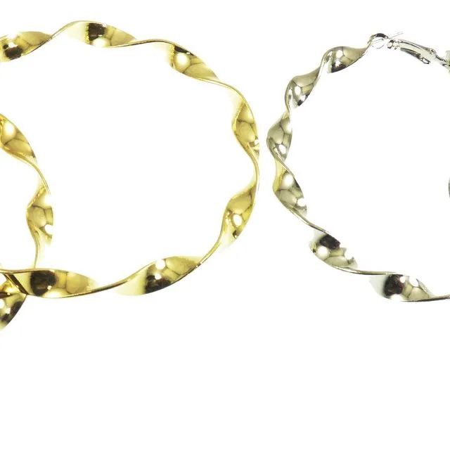 8cm Twist Hoop Earrings Gold, Pack Size 12