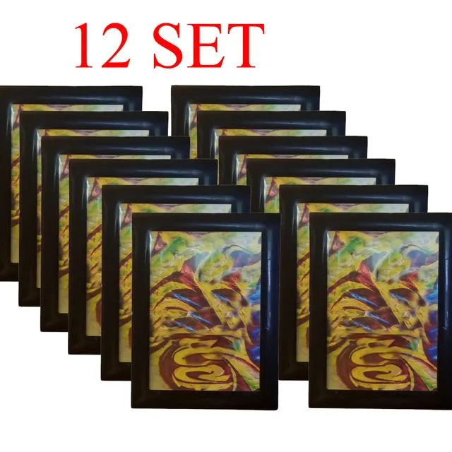 4x6 Magnetic Black Picture Frames Self Adhesive Collage Frame Display -Window/Door/ Wall/Refrigerator/ Cupboard/ Cabinet /Glass,12 Packs