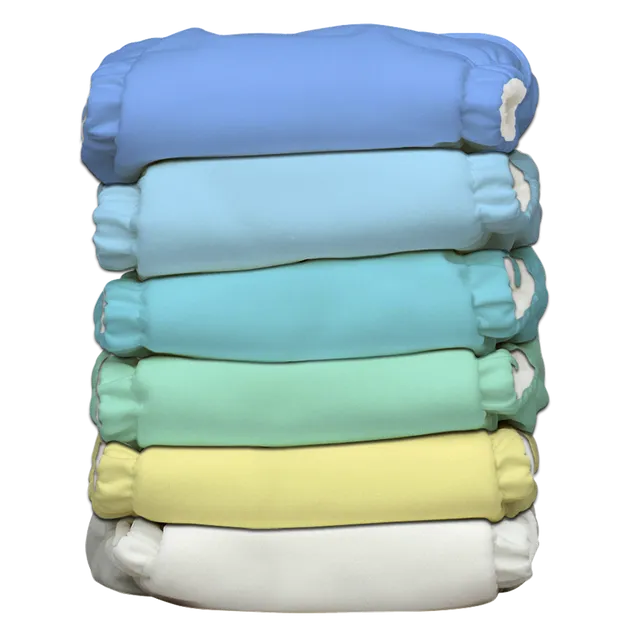 6 Diapers 12 Inserts Unisex Pastel One Size Hybrid AIO