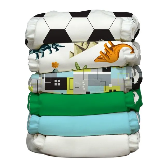 6 Diapers 12 Inserts Soccer Star One Size Hybrid AIO