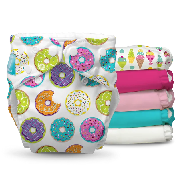 6 Diapers 12 Inserts Dessert One Size Hybrid AIO