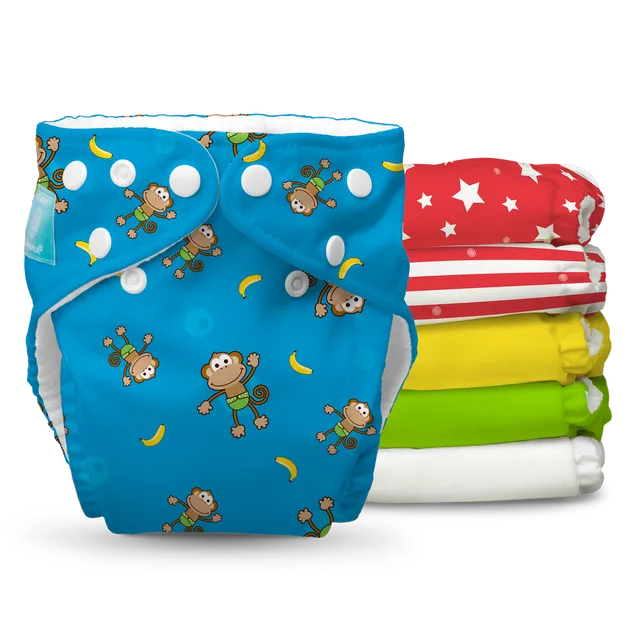 6 Diapers 12 Inserts Circus One Size Hybrid AIO