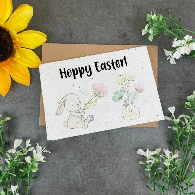 Hoppy Easter Flower Bunny Plantable Seed Card
