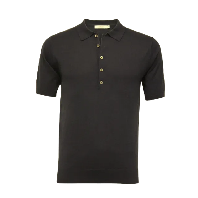 Silk Polo Shirt 5 Buttons Black St Barths Black