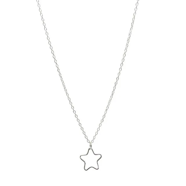 Small Open Star Necklace Sterling Silver