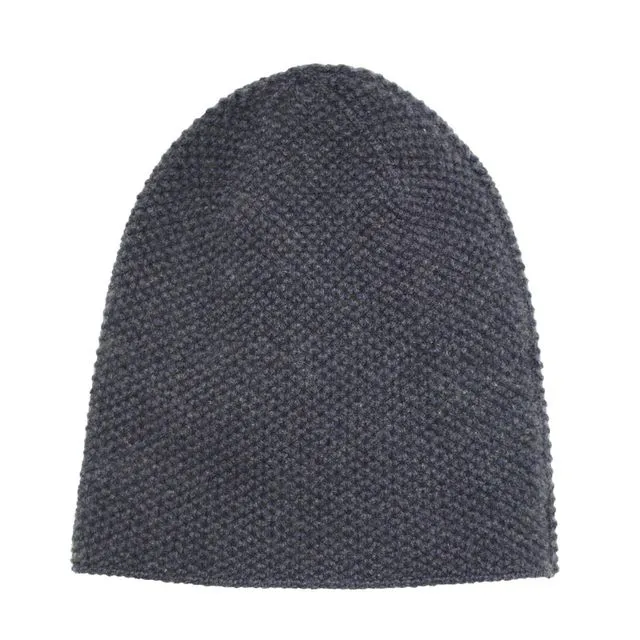 Heavy Seed Stitch Knitted Cashmere Beanie Soldeu Jeans