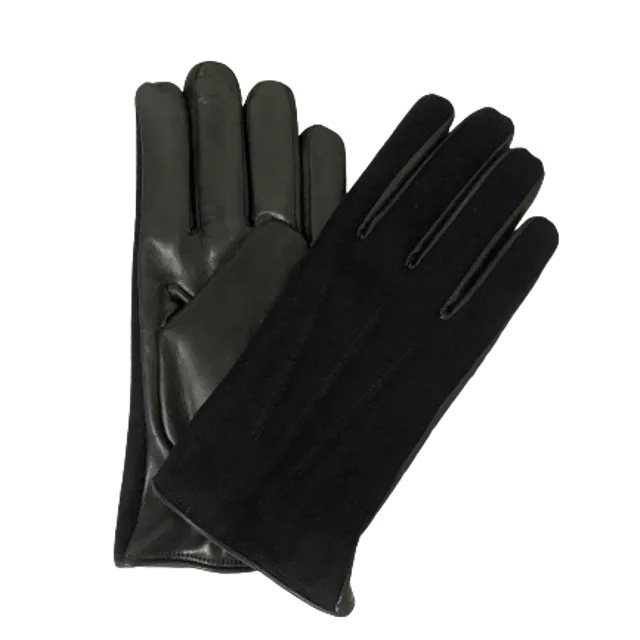 Grey Nappa Leather Gloves with Wool